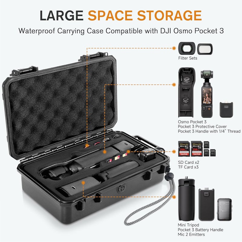 STARTRC Hard Case for Xtra Muse, One-click Storage for Xtra Muse with Protective Cover and Battery Handle, Waterproof Osmo Pocket 3 Hard Case for Travel Vlogging - Image 3